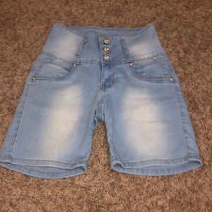 High waisted bedazzled shorts